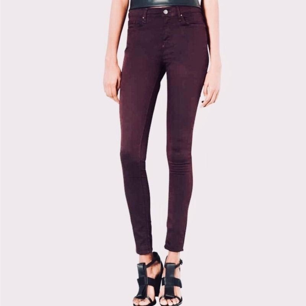 Topshop Leigh Moto Skinny Jeans Plum aubergine